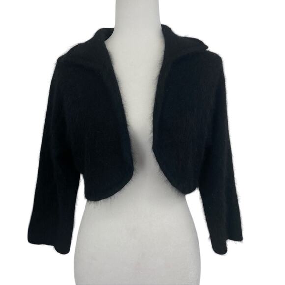 Luisa Spagnoli Perugia Angora Cropped Cardigan Black‎ Large - Picture 1 of 7